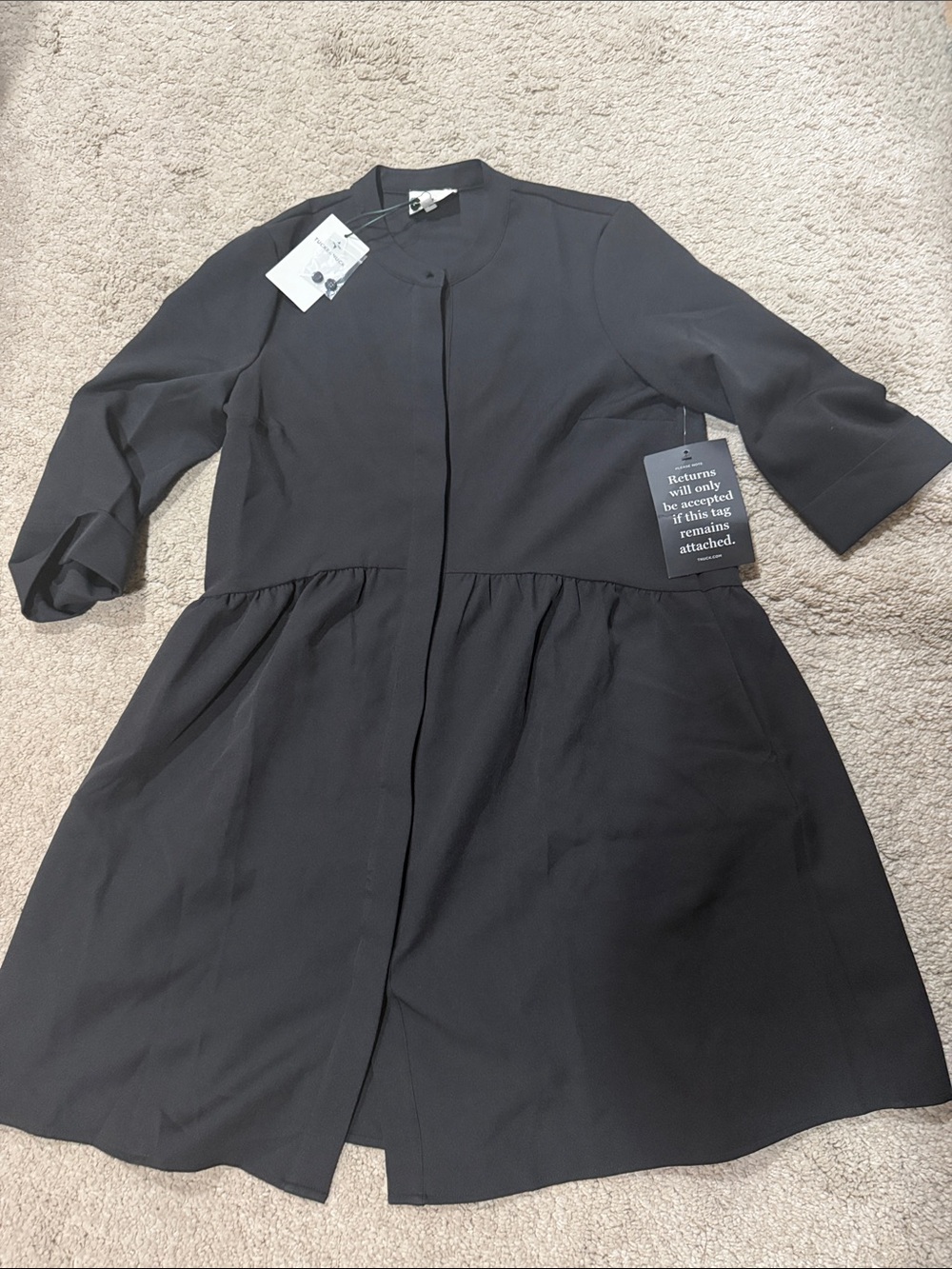 Tuckernuck Black Midi A‑Line Dress with Short Sleeves